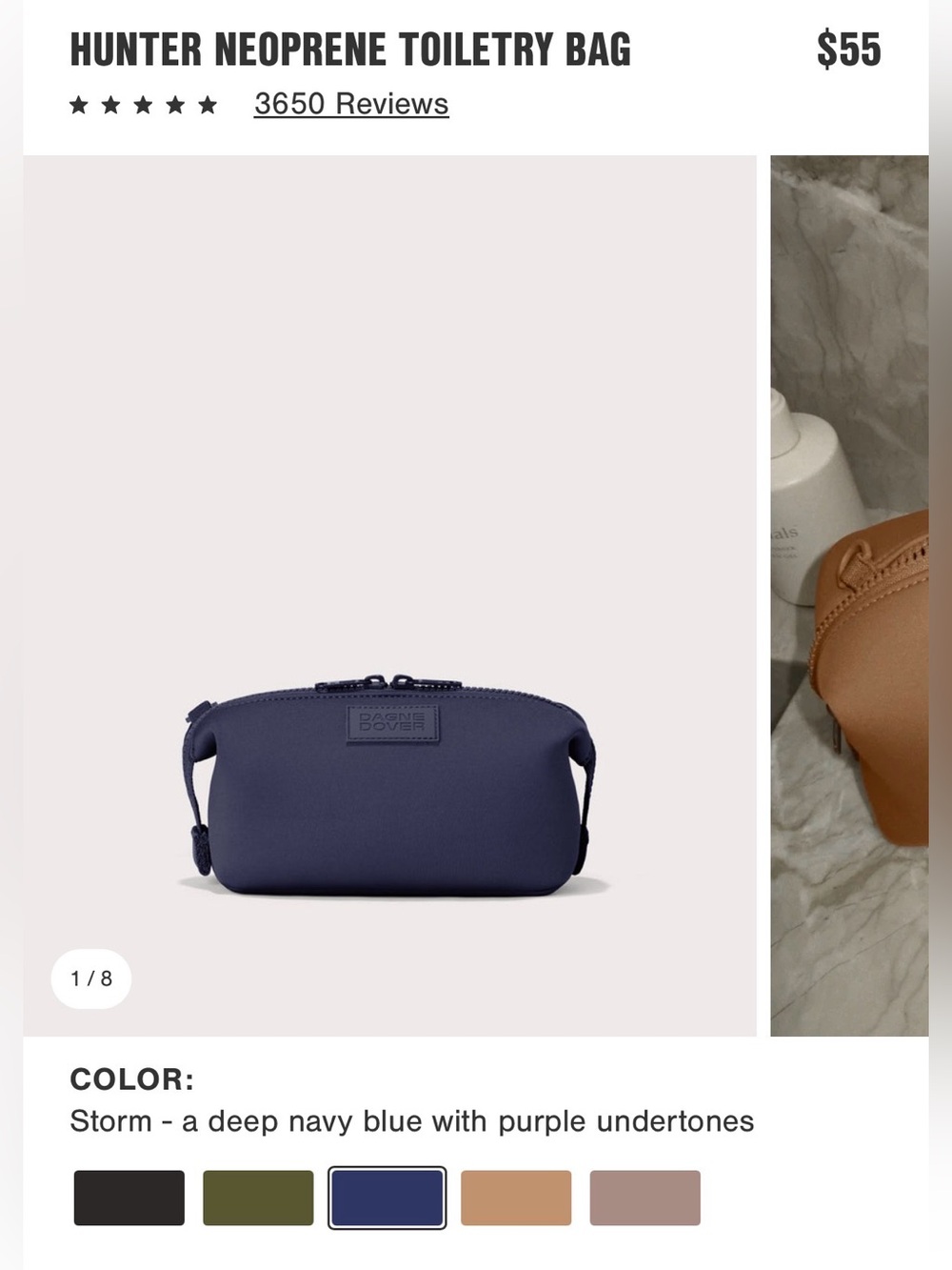 NWOT Dagne Dover Hunter Neoprene Toiletry Bag - Storm Navy